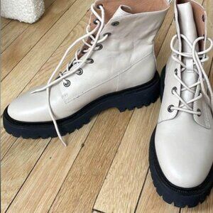 Madewell Ivory Harvest Moon Rayna Leather Combat Boots 9